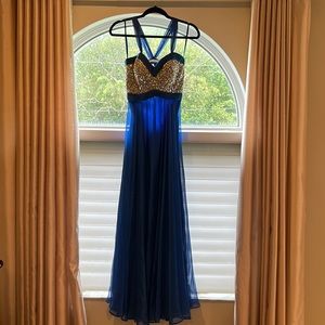 La Femme Blue Dress cross cross back